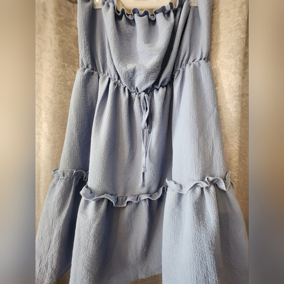 Frill Trim Drawstring Solid Dress - Picture 3 of 5